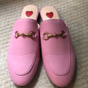 Pink Horsebit Loafer Slides Mule 8.5